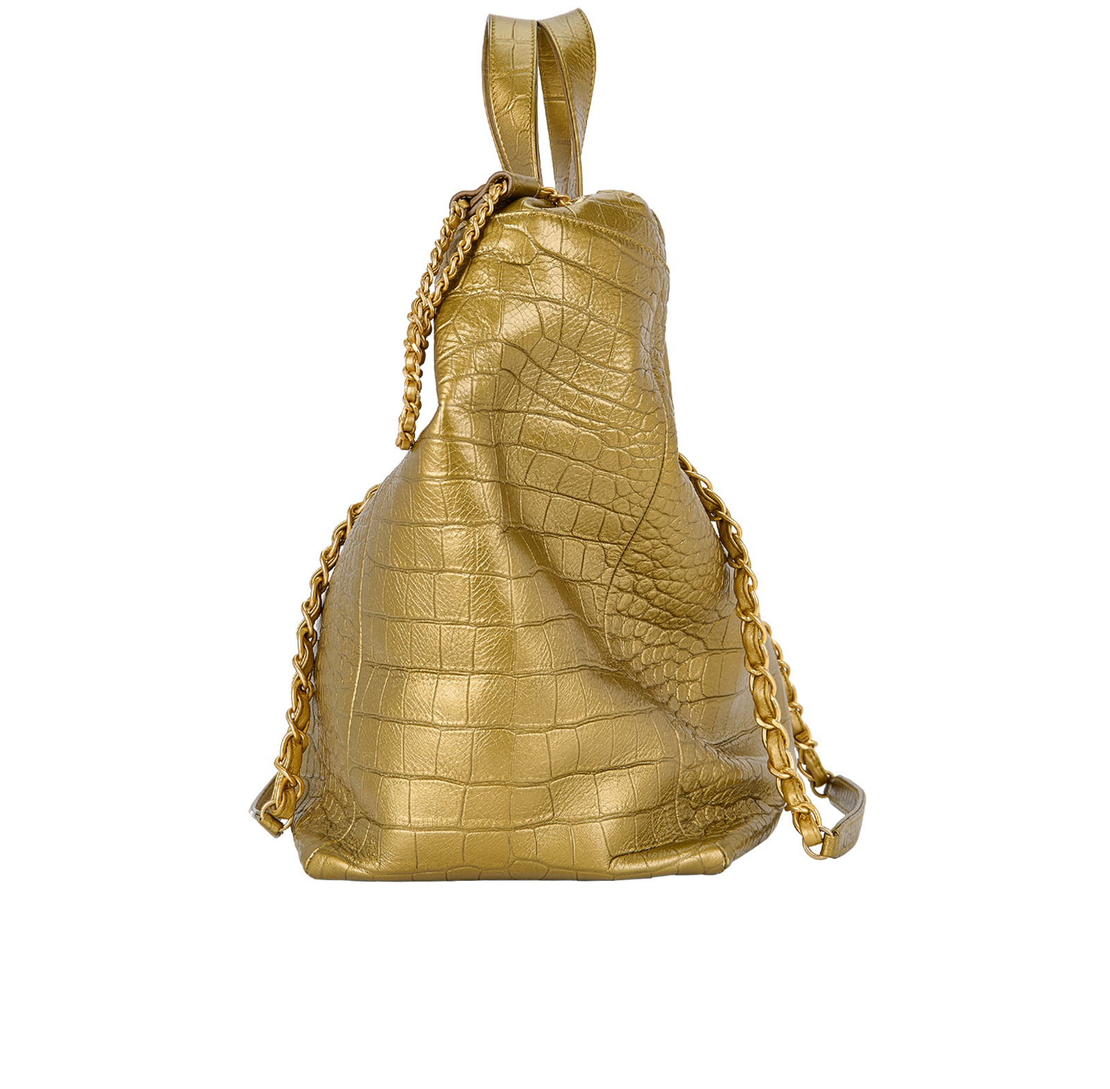 Croc Embossed 2 Way Tote, &pound;2,500, Handbags, Gold, Leather, Bottom view